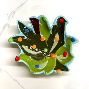 Christmas Brighten the Season Hand Painted Palm Tree set of 4 tidbit bowls NIB.